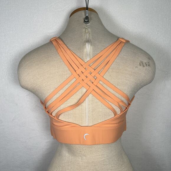 Zyia Active Orange Strappy 4 Cross Back Sports Bra Large Removable Padding Chrty - Picture 4 of 11